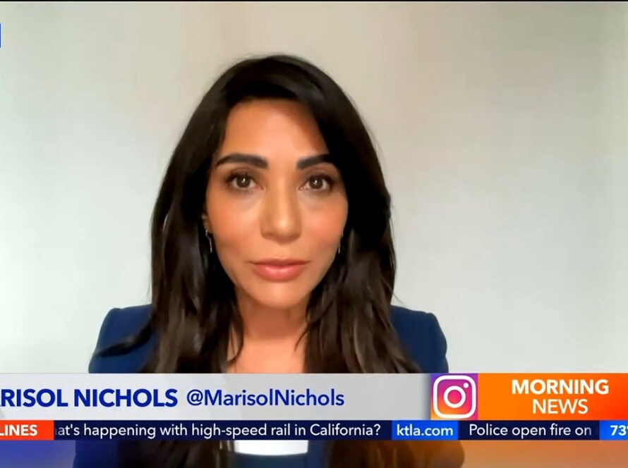 woman giving interview on TV