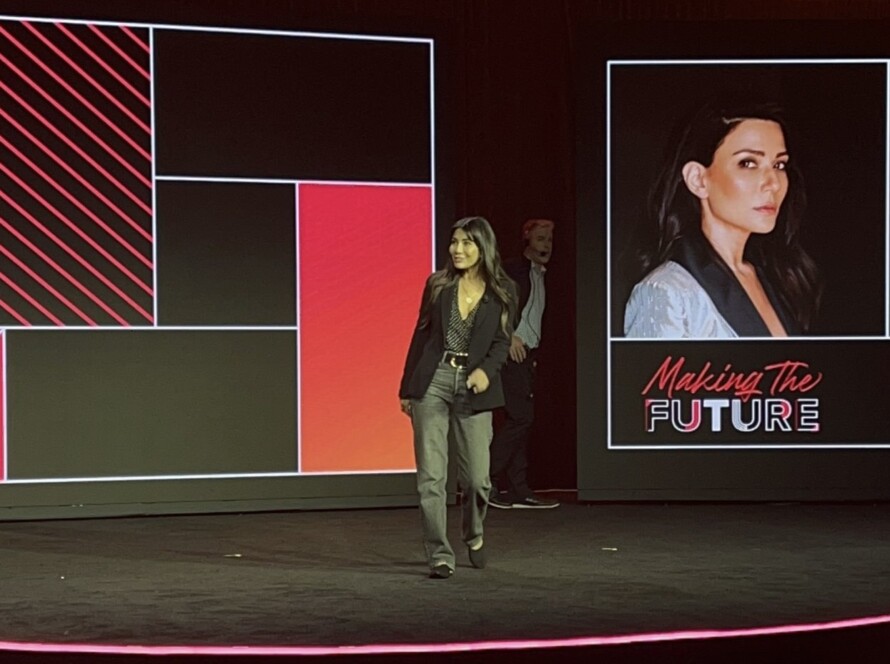 marisol nichols on stage at speaking conference